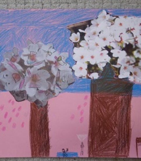 桜のコラージュで描こう